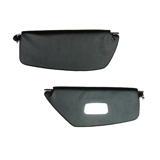 Sun visors, pair, black, with mirror