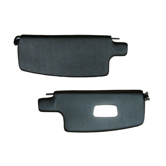 Sun visors, pair, black, with mirror