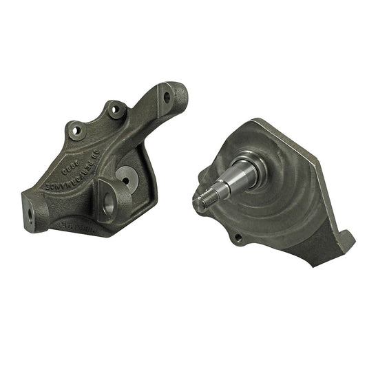 Lowered spindles for disc brakes, as pair