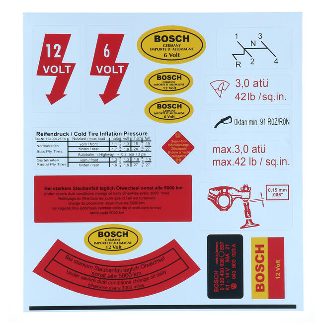 Sticker set restoration (17 pieces) Beetle Karmann Ghia