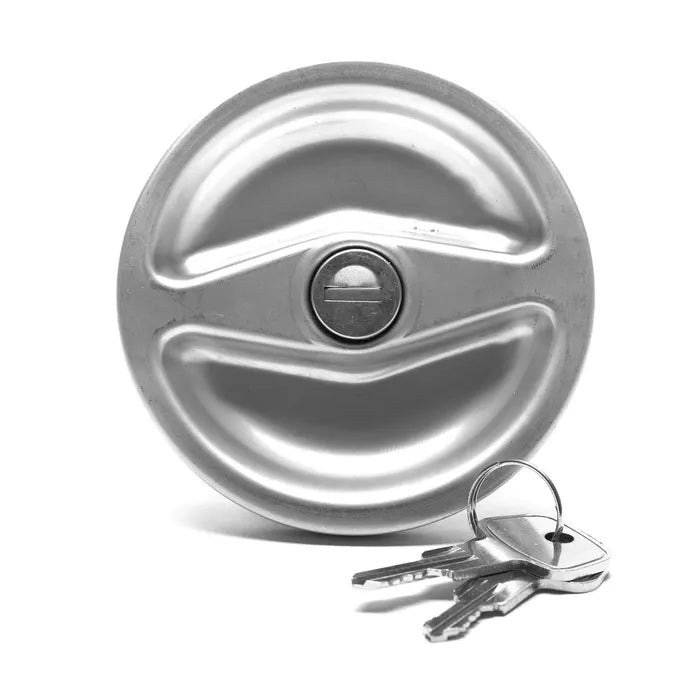 Fuel Filler Cap, x2 Keys, Stainless Steel: T2 Bay (1973-1979)