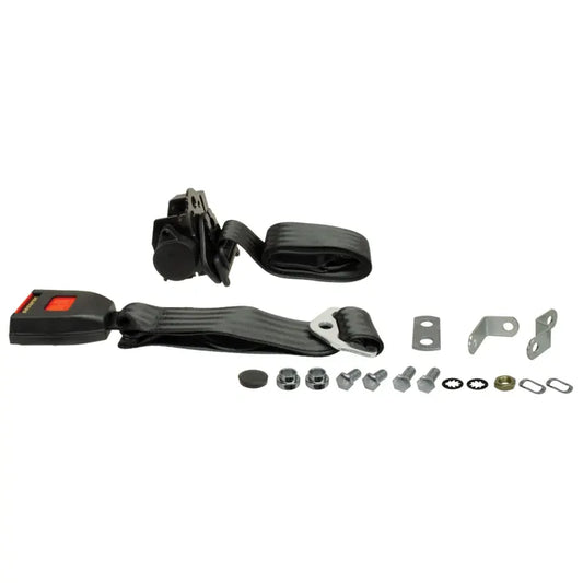 Front Seat Belt 3 Point Inertia Black for Bench Seat: T2 Bay (1968-1979), T2 Split Bus (1950-1967)