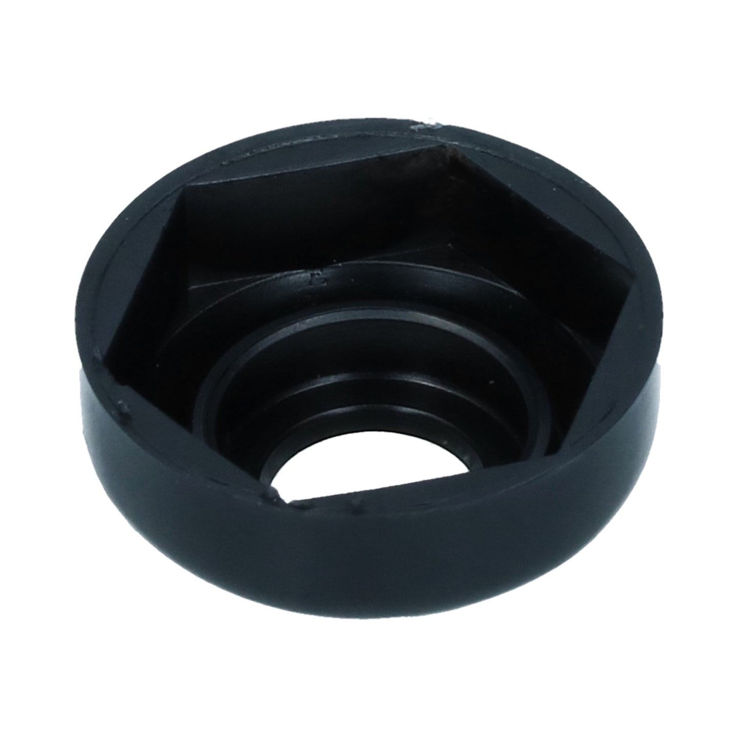 Axle cap between arm and body, each