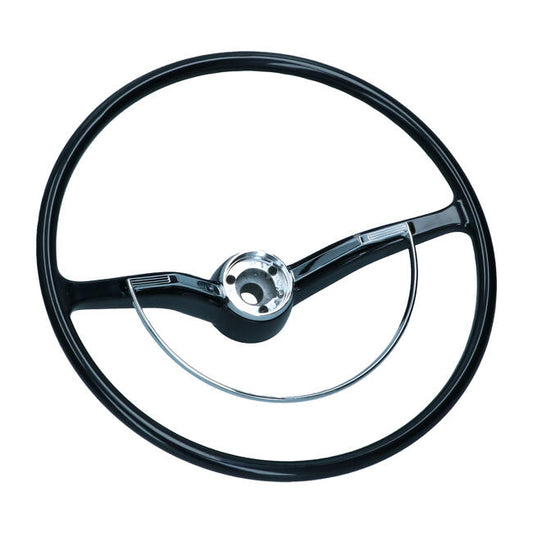 Steering wheel with horn ring, black Beetle 08/60-07/71 Karmann Ghia 08/60-07/71 Type 3 08/60-07/71