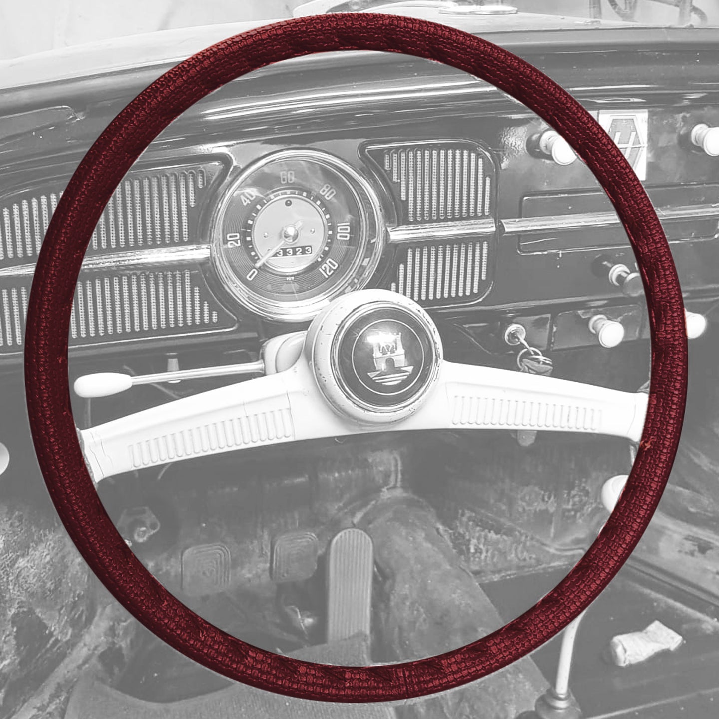 Steering wheel cover vinyl (40cm/15,5&quot;), dark red