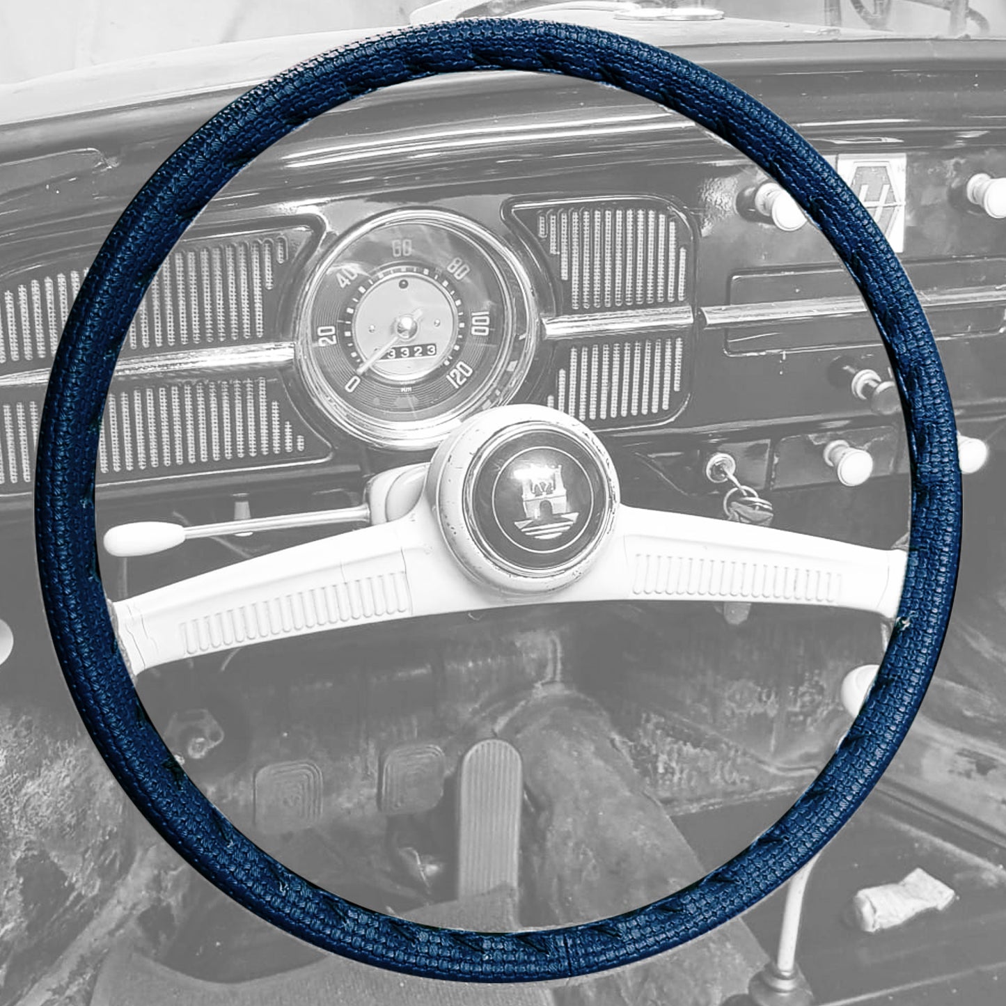 Steering wheel cover vinyl (40cm/15,5&quot;), dark blue