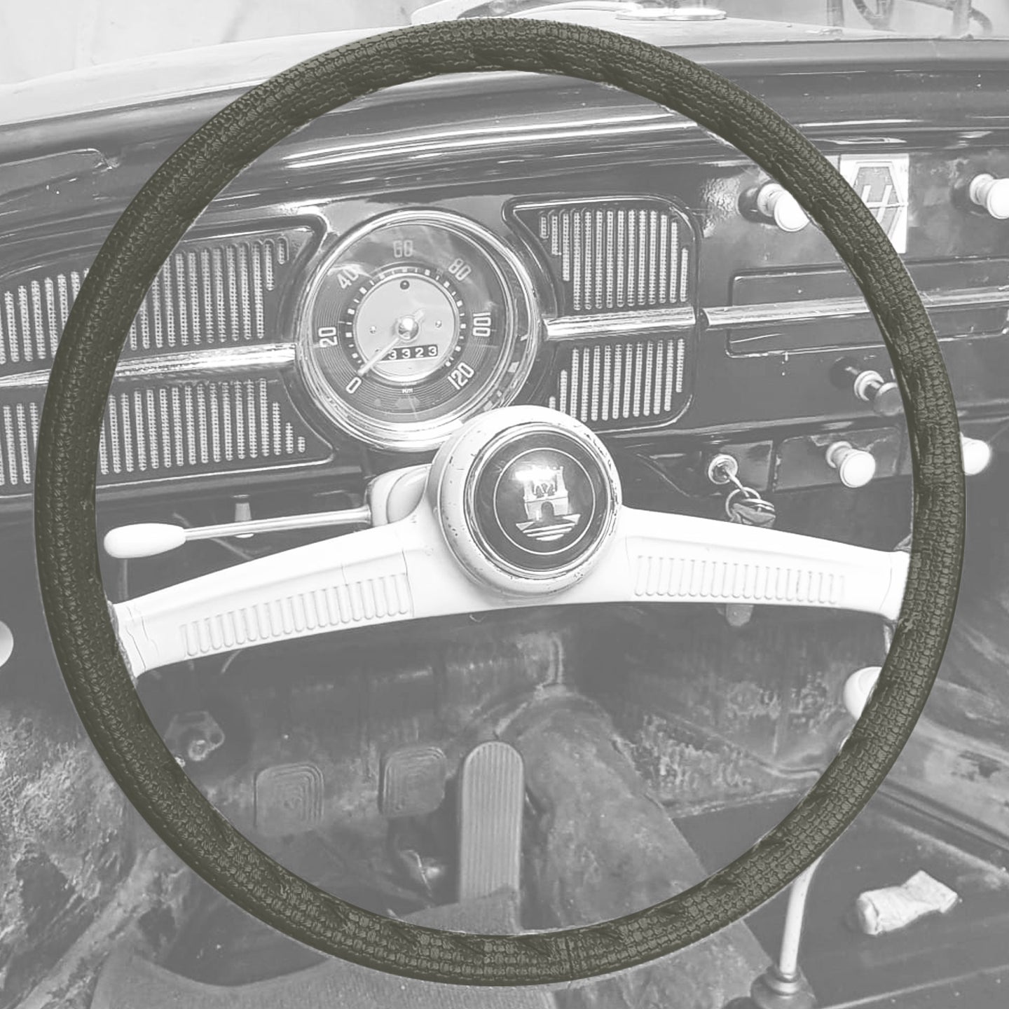 Steering wheel cover vinyl (40cm/15,5&quot;), beige