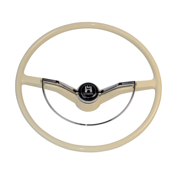 SSP Steering Wheel with Horn Push and D-Ring in Ivory : Beetle (1960-1974), Karmann Ghia (1961-1971), Type 3 (1961-1971)