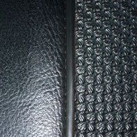 Complete Seat Cover Set for Low Back with Vertical Heat Lines in Black Basket Weave: Beetle (1973)