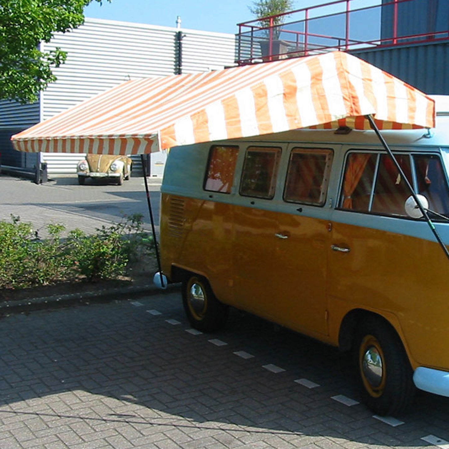 Westfalia tent fabric orange/white (per meter)