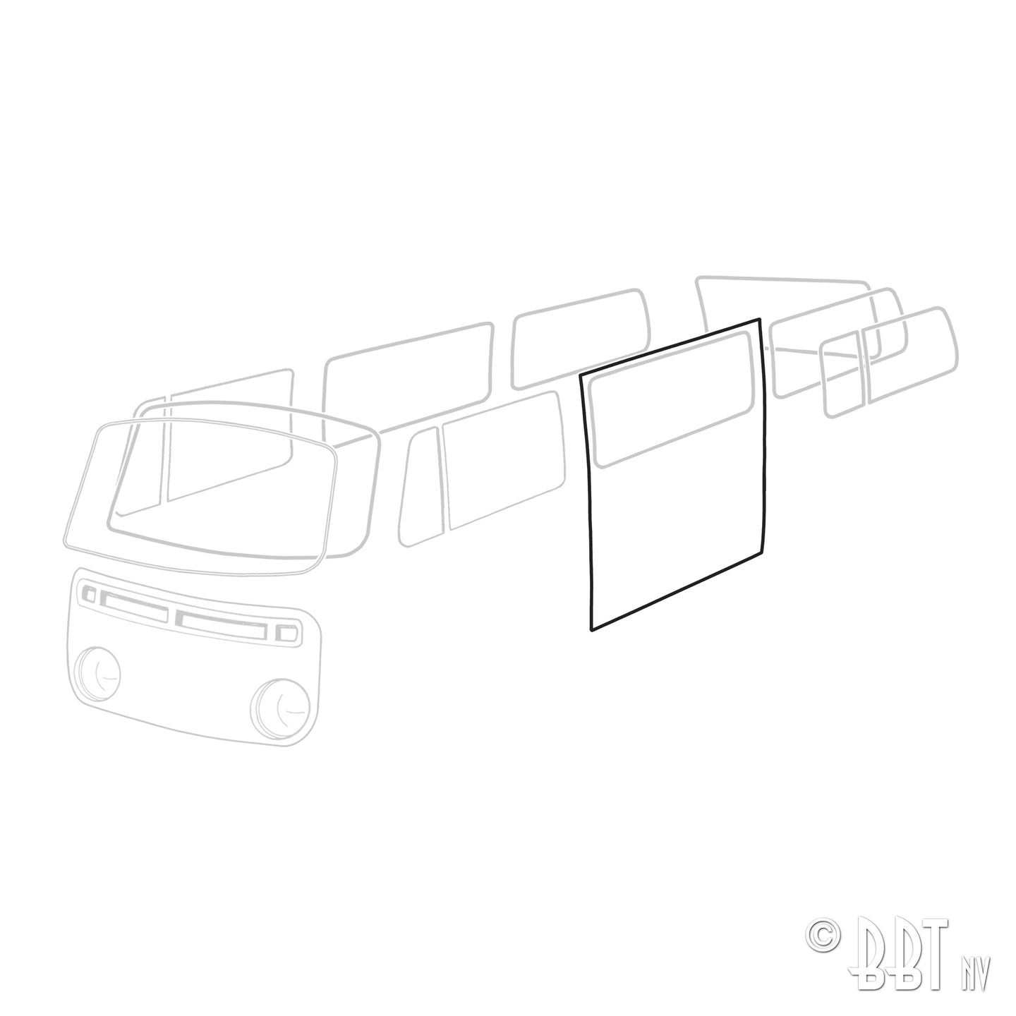 Sliding door seal, left, Top Quality