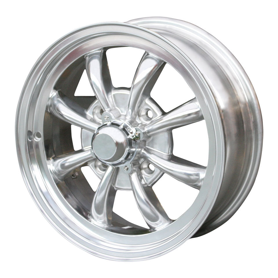 Wheel 8 spoke, polished, 4 lug (4x130), 5.5 x 15&quot;, ET +30