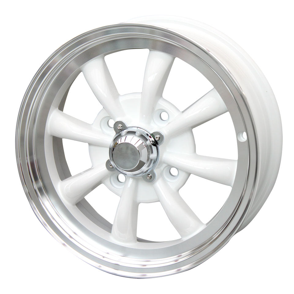 Wheel 8 spoke, white, 4 lug (4x130), 5.5 x 15&quot;, ET +30