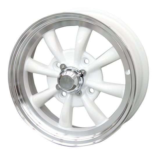 Wheel 8 spoke, white, 4 lug (4x130), 5.5 x 15&quot;, ET +30