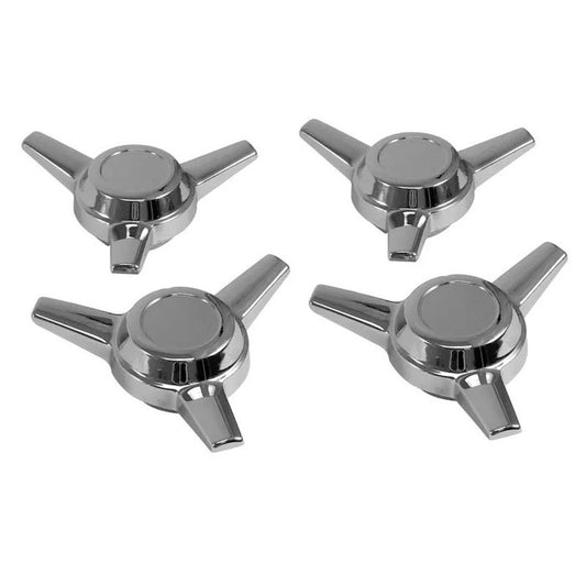 3 Spoke Knock-Off Centre Caps in Chrome Set of Four: Beetle (1960-1979), Karmann Ghia (1960-1974), Type 3 (1962-1973)