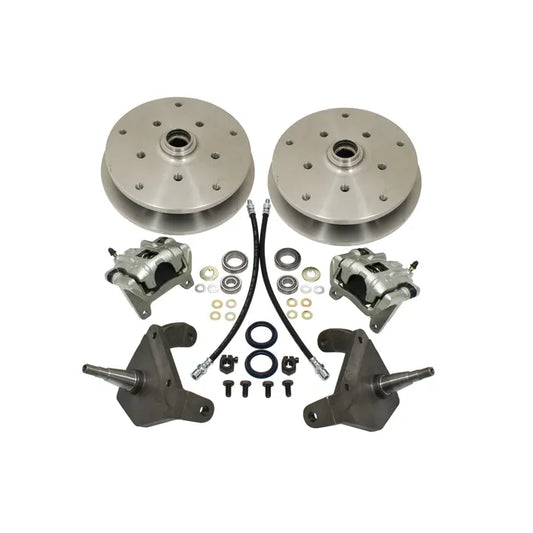 EMPI Front Disc Brake Kit with 5x205/5x130 Stud Pattern with Dropped Spindles: Beetle (1966-1979), Karmann Ghia (1966-1974), Beetle Cabrio (1966-1970)