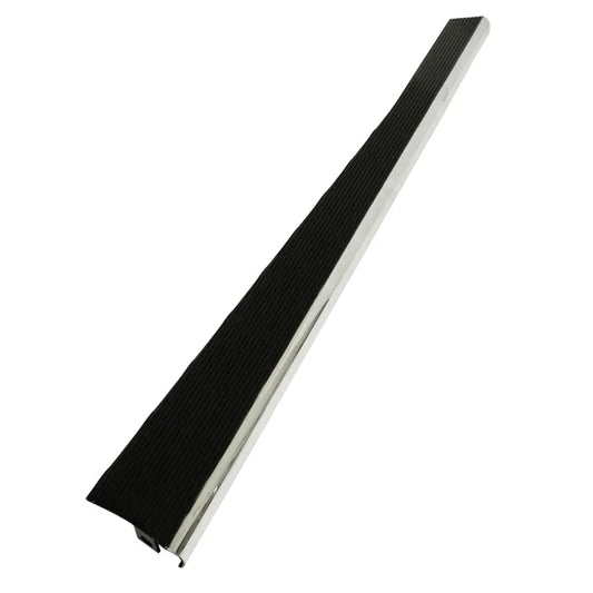 EMPI Running Boards Alloy Satin Black with Polished Ribs Pair: Beetle (1950-1979), Beetle Cabrio (1950-1979)