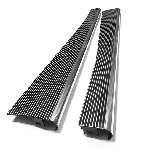 EMPI Running Boards Alloy Gloss Black with Polished Edge Pair: Beetle (1950-1979), Beetle Cabrio (1950-1979)