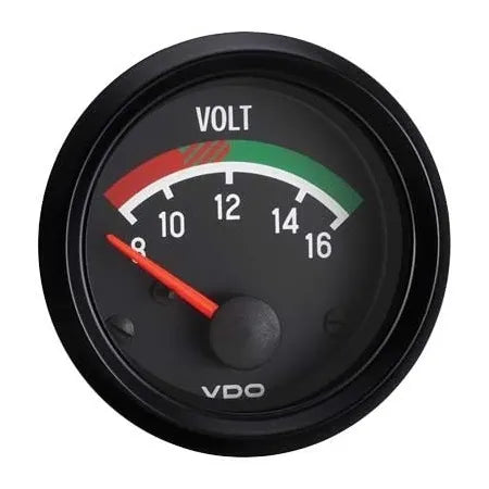 VDO Cockpit Voltmeter Gauge 52mm Black: Beetle (1947-1979), T2 Bay (1968-1979), T25 (1980-1992)