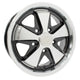 Fooks Alloy Wheel, Black and Polished, 5.5x15, 5x130, ET45: Beetle (1950-1979), T2 Bay (1968-1979), T2 Split Bus (1950-1967)