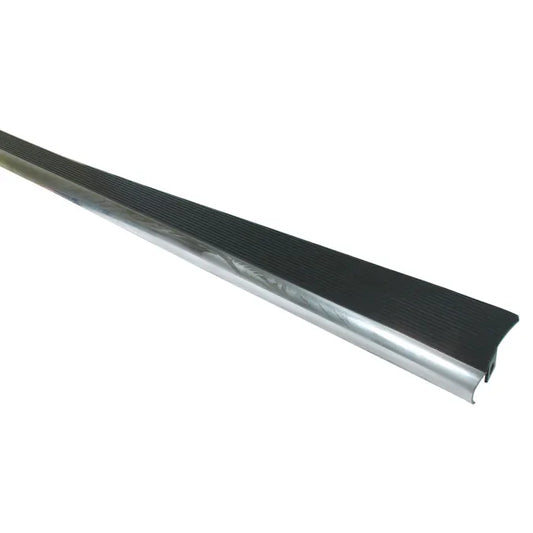EMPI Running Boards Alloy Satin Black with Polished Ribs Pair: Beetle (1950-1979), Beetle Cabrio (1950-1979)