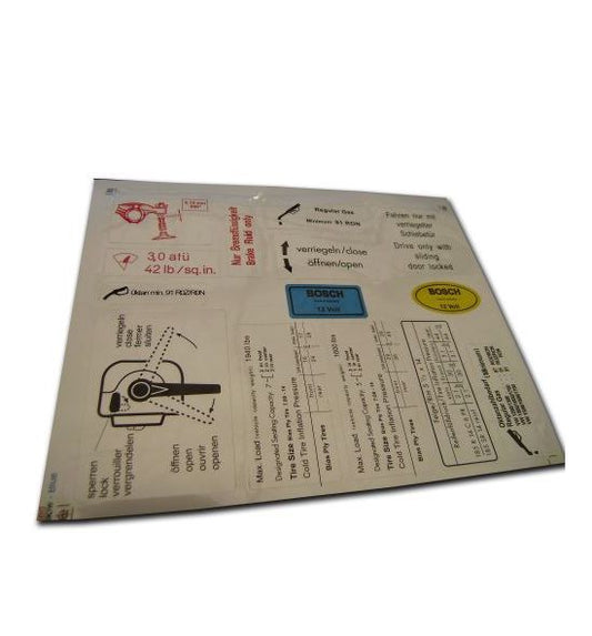 German quality Bus sticker sheet for bus VW Bay Window 67-79 by C&C Custom & Commercial